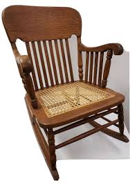 American Tiger Oak with Cane Seat and Arms Rocking Chair ...