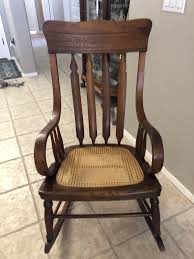 Beautiful Antique Oak Rocking Chair With Cane Seat