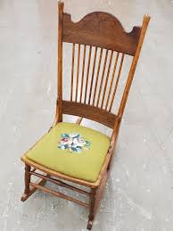 Vintage Rocking Chair, Vintage Embroidered Seat, Rocking ...