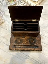 Edwardian English Oak Desk Box Pen Tray Ink Stand | eBay