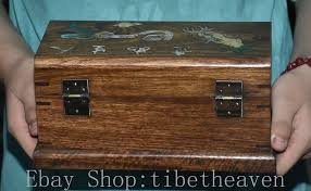 10" Rare Old Chinese Huanghuali Wood Shell Carving Ruyi Ginseng Jewelry Box | eBay