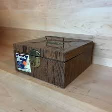 Vintage Metal Check File Box Midcentury Industrial 1960s Wood-look Portable Document File Storage With Key - Etsy UK
