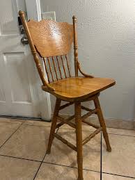 Vintage Unique Design Brown Oak Bar Stool Seats Swivel, - Etsy