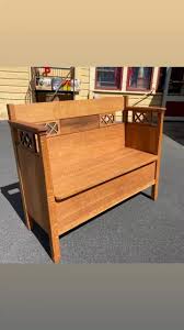 Nick has just finished this, circa 1910, Arts and Crafts Style entry/hall Bench. It is truly stunning! He took the Bench entirely apart. Then he repaired, sanded, glued, and clamped it back