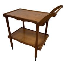 Antique Hand Carved Wooden Drink Cart | Chairish