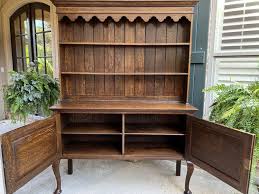 Antique English Inlaid Oak Welsh Dresser Sideboard Buffet ...