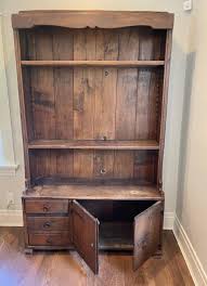 Antique rustic wooden hutch with iron hardware, late 19th ...