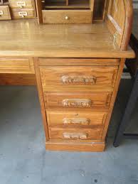 Vtg Large Roll Top Desk, Solid Wood W/many Drawers & Cubbies ...