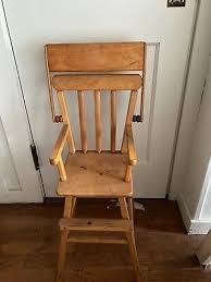 Vintage Wooden Doll High Chair with Pullover Tray - 26" | eBay