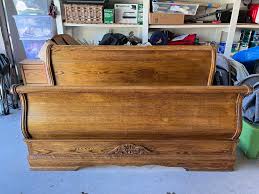 Beautiful Solid Oak Wood Sleigh Bedroom Set Furniture - Furniture