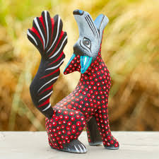 Handmade Oaxacan Wood Alebrije - Red Coyote | NOVICA