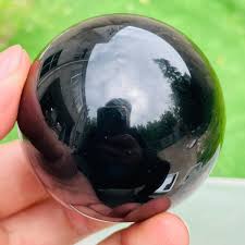 257g Natural Silver Black Obsidian Sphere Crystal Ball ...