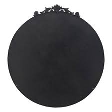 Black 36 in. W x 39 in. H Classic Round Wood Framed Mirror ...