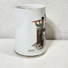 Vintage 1985 Norman Rockwell Mississippi Coffee Mug Cup White W/ Gold Trim | eBay