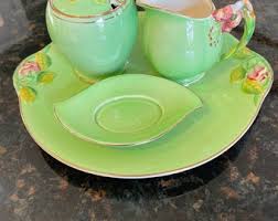 Royal Winton Set - Grimwades Rosebud and Green Chintz ~ 5 Pieces: Creamer, Sugar With Lid, Large Plate, Small Plate! - Etsy