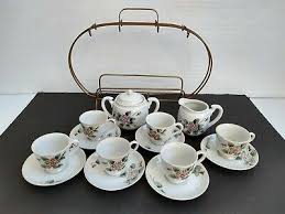 Childs Tea Set Floral Porcelain China w/ Stand Occupied ...