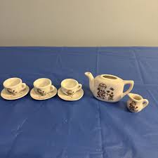 Vintage Childrens Child Tea Set - Girl Planting Flowers 8 Pc | eBay