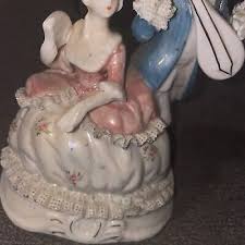 French Victorian Design Figurine porcelain 7.5 inches tall pink and blue color | eBay