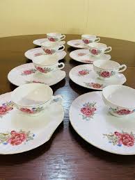 Vintage China Roses Luncheon Tea Snack Set Plate Cup Teacup ...