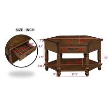 2 Tier Retro Solid Wood Coffee Table with Shelf & Drawer - Bed Bath & Beyond - 41270914