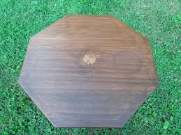 Antique Wooden Tilt Top Table With Fan Inlay Design ...
