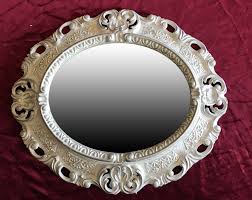 Wall Mirror White Silver Oval 45x38 Baroque Antique ...
