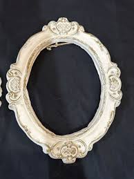 Pair Vintage Gold White Oval Chalkware Wall Frames No ...