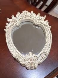 Vintage Art Nouveau White Shaby Chic Mirror, Mid Century ...
