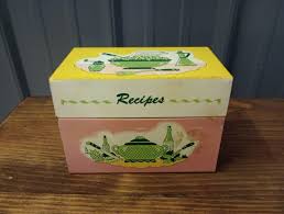 Vintage MCM Ohio Art Pink Yellow Metal Recipe Box Card File ...