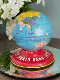 Midcentury Globe Bank Tin Litho by Ohio Art – Duckwells