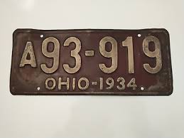 Ohio 1934 License Plates 2 Pieces, "A93-919" & "B12-033" in ...