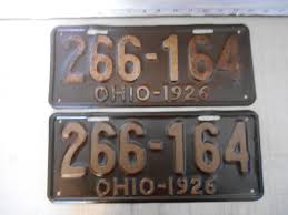 1926 OHIO License Plate Tag Pair # 266-164 14x6 | eBay