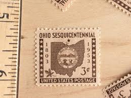 10 Ohio Centennial Stamps, 3 Cent 1953 Unused US Postage ...