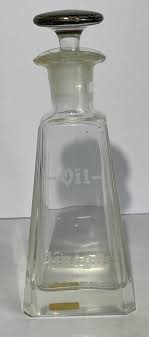 Antique Leaded Glass Oil/Vinegar Bottle 7-1/8" Tall w/Silver ...