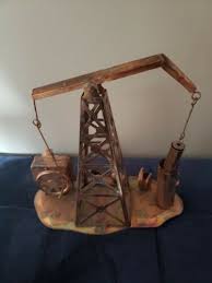 10” Tin Oil Field Pump Music Box Plays Music Japan ...