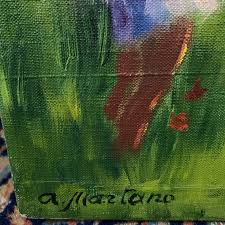 Vintage Expressionist Painting of Two Girls Picking Flowers | Chairish