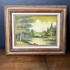 Vintage 70s Original Oil Painting Canvas Landscape Signed Framed Greens 21 x 17 | eBay