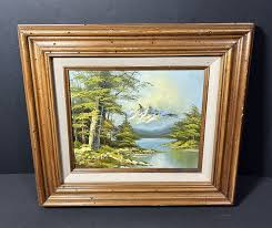 VTG Framed Signed Painting on Canvas Mountain Landscape Beautiful | eBay