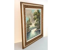28x32 Mid-century Oil Painting on Canvas River Landscape Signed Geitermann Baroque Giltwood Frame Traditional Decor Hollywood Regency - Etsy