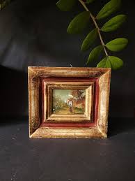 Antique Small Oil Painting Italian Landscape Gold Wood Frame Painting Rustic Landscape Painting Gold Red Hand Carved Frame Wall Décor - Etsy