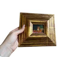 Miniature Still Life Painting on Board – Original Artwork in Ornate Solid Wood Frame – Rustic Baroque Style – 19x18 Cm / 7,5x7 In - Etsy