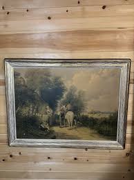 Antique Wood Framed/w Wire Artwork Picture Labeled Harvest ...