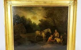 18th C. George Morland Signed Oil on Canvas "Farm in United ...