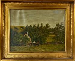 Ölbild Naturalist E.P. 1919 Landschaft mit Häusern und ...