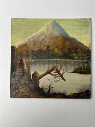 Oil on Board Original Painting of Mountain Landscape With Lake, Unsigned - Etsy