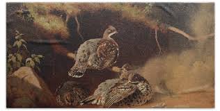 Hazel Grouse Wallowing In Sand, from 1877 Beach Towel by ...