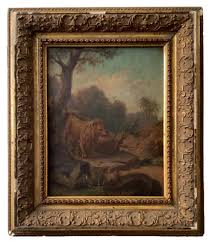 19th - French Antique Oil painting - The captured Lion Mouse ...