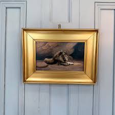 Antique Oil Painting Portrait Study of a Lion Signed J Helsby ...