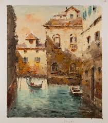 Lin Shurong - Lin Shurong Impressionist Original Oil On Canvas "Venice Impression I" For Sale at 1stDibs