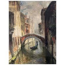 Oil painting on canvas, Rio Muazzo, Venice, Gino Salviati (1911-1998),. For Sale at Ruby Lane